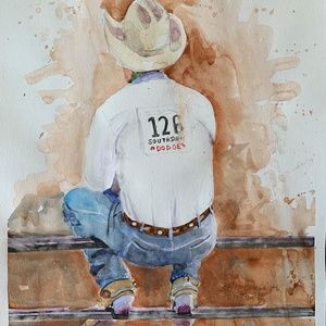 Original watercolor “silver spurs rodeo 126”